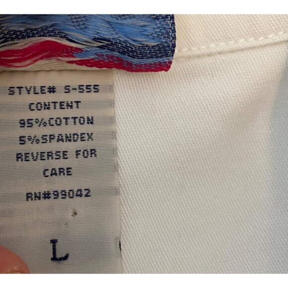 Las Olas White Denim Jacket Large Floral Rhinestone Embellished - Picture 4 of 11